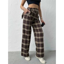 Vess Moda Fular Detaylı Bk Model Ekose Pantolon