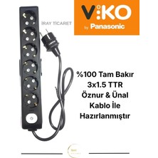 Viko Multi-Let Siyah 6'lı Anahtarlı 6 Metre Topraklı Çocuk Korumalı Kablolu Grup Priz