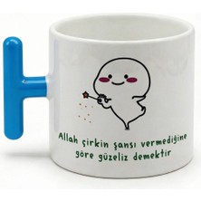 Desene Bak Komik Yazılı ve Sevimli Karakter Baskılı Seramik Hediye Kupa Bardak