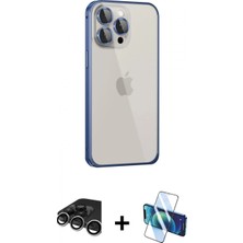 Pileli Store Pilelistore™ iPhone 15 Pro Max Kılıf Eksen Form Serisi - Siyah 3D Antistatik Seramik Nano Ekran Koruyucu + Raze Metal Kamera Lens - Gs