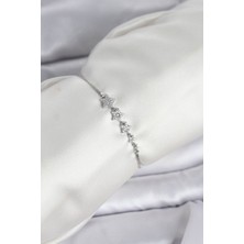 Youday Accessories Gümüş Renk Zirkon Taşlı Yıldız Model Asansörlü Kadın Bileklik