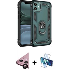 İlk El Grup Pilelistore™ iPhone 11 Kılıf Ahenk Klasik Koleksiyonu - Siyah 3D Antistatik Cam Ekran Koruyucu + Raze Metal Kamera Lens - Sh