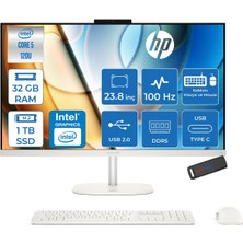 Hp Omnistudio 24-CU0011NT Intel Core 5 120U 5.0 Ghz 32GB Ddr5 1tb SSD Freedos 23.8" Fhd (1920 x 1080) 100HZ IPS Beyaz All In One Bilgisayar HPD61Z2EAF10+ Zetta Bellek
