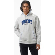 Tommy Hilfiger Jeans Varsity Pipping Hood Erkek Gri Hoodie