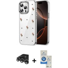 İlk El Grup Pilelistore™ iPhone 15 Pro Kılıf Yörünge Form - Şeffaf Royal Nano Ekran Koruyucu + Raze Metal Kamera Lens - Gs