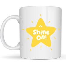Youday Accessories Shine On "parlamaya Devam Et" Yıldız Tasarımlı Porselen Kupa Model 155 – Motivasyon Kupası – Günlük Kullanıma Uygun Şık Kahve & Çay Kupası