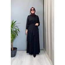 Al-Marwah Almarwah Tek Omuz Yelek Detaylı Elbise Siyah 905008