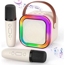 Calperia Mini Karaoke Makinesi, Kablosuz Mikrofon ve LED Işıklarla