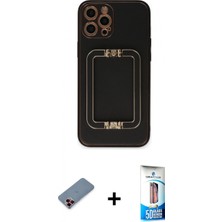 İlk El Grup Pilelistore™ iPhone 12 Pro Max Kılıf Kozmos Minimal Prime - Siyah 5d Eko Cam Ekran Koruyucu + Metal Kamera Lens Koruma Cam - Kı
