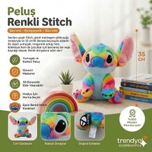 Tigoes Gökkuşağı Renkli Stitch Peluş Oyuncak  35 cm
