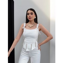 Esra Helvacı Kontrast Dikişli Asimetrik Büstiyer