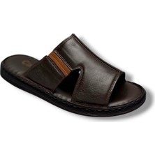 Cakgo 163-26 Hakiki Deri Ultra Soft Geniş Bant Anatomik Erkek Terlik 40-47