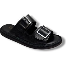 Cakgo 602-26 Hakiki Deri Ultra Soft Çift Tokalı Anatomik Erkek Terlik 40-47