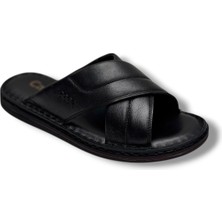 Cakgo 170-26 Hakiki Deri Ultra Soft Çapraz Bant Anatomik Erkek Terlik 40-47
