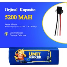 Ümit Maker Arnica Silsüpür Robot Süpürge 5200 Mah 14.4 V Batarya – Orjinal Uyumlu Uzun Ömürlü, Yüksek Performans Pil