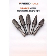 Freed Tools Metal Aşındırma Törpü 5li Uç Seti Ince Diş 6 mm Şaft Döner Matkap Ucu