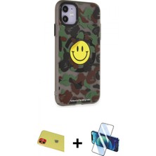İlk El Grup Pilelistore™ iPhone 11 Kılıf Nova Doku Koleksiyonu - Siyah 3D Antistatik Cam Ekran Koruyucu + Rainbow Kamera Lens Koruma Cam - Kı