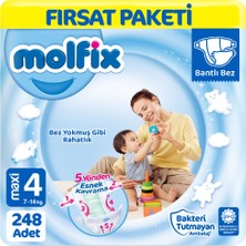 Molfix 4 Beden Bebek Bezi Fırsat Paketi 62X4 248 Adet