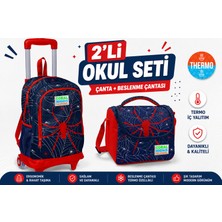 Coral High Kids Lacivert Kırmızı Işıklı Tekerlekli  Çekçekli Sırt Çantası 23920+ Kalemlik 11720