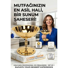 İlanib Ticaret 2'li Profesyonel Inox Gold Paslanmaz Çelik Ayaklı Dondurma ve Tatlı Sunum Kasesi Seti 723149