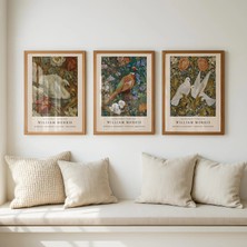 Ninastore William Morris Kuş Baskıları 3'lü Seti – Kuğu, Sülün ve Güvercin Müze Posteri Üçlüsü – Vintage