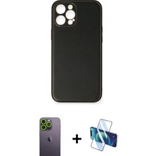 Pileli Store Pilelistore™ iPhone 12 Pro Kılıf Yadigar Klasik - Siyah 3D Antistatik Seramik Nano Ekran Koruyucu + Neon Fosforlu Kamera Lens - Yl