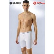 Gd Goldoremi Premium Erkek Esnek Likralı Pamuklu Rahat Kalıp Düğmeli Paçalı Uzun Tekli Boxer