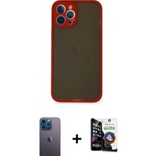 Pileli Store Pilelistore™ iPhone 12 Pro Max Kılıf Ahenk Çizgi Serisi - Şeffaf Temperli Cam Ekran Koruyucu + Neon Fosforlu Kamera Lens - Mı