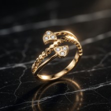 Lumina 316L Çelik Gold Renk Zirkon Taşlı Kalp Model Kadın Yüzük