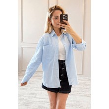 BeeYouStudio Çizgili Mavi Gömlek L