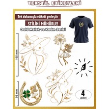 Agg Reklam Ütü ile Yapışan Kıyafet Etiketi Gold Melek ve Kadın Serisi  4lü Set
