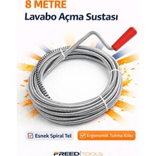 Freed Tools Tıkalı Banyo Lavabo Deliği Gider Boru Açıcı Aparat 8 Metre Susta