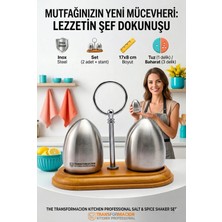 Transformacion Ahşap Standlı Inox Paslanmaz Çelik Yumurta Formlu Tuzluk Biberlik Seti 723146