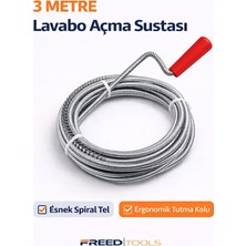 Freed Tools Tıkalı Banyo Lavabo Deliği Gider Boru Açıcı Aparat 3 Metre Susta
