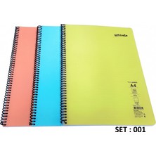 Umur Mynote 30005696 Flex Plastik Kapak Spralli A-4  Çizgili Defter 72 Yaparak Pastel Renkler ( 3 Adet )
