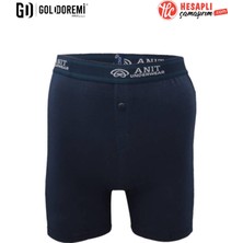 Gd Goldoremi Premium Erkek Esnek Likralı Pamuklu Rahat Kalıp Düğmeli Paçalı Uzun Tekli Boxer