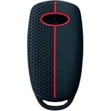 Aesco Autohan Keys Lüx Chery Tiggo 8 Pro Smart Uyumlu 3 Buton Anahtar Kılıfı, Kırmızı Çizgili, Petek Desenli, Siyah