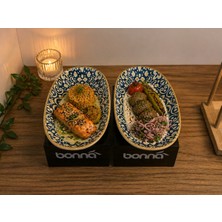Bonna Derin Servis Kasesi / Çukur Sunum Tabağı/meze/sote Etnik Desenli Servis Alhambra Gourmet Oval Plate