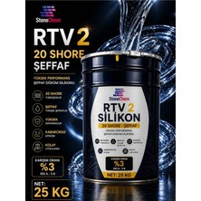 Stonechem Rtv2 Silikon 20 Shore Şeffaf Kalıp Silikonu Epoksi Sabun Taş Tozu Uyumlu Kabarcıksız Döküm 25 kg