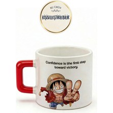Desene Bak One Piece Luffy Baskılı Seramik Hediye Kupa Bardak Kişiye Özel Kişiselleştirilebilir Anime