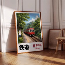 Ninastore Japonya Treni Duvar Sanatı Baskısı - Tokyo Demiryolu Posteri - Vintage Seyahat Illüstrasyonu -
