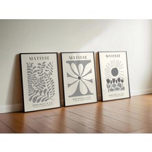 Ninastore Gri Matisse Baskı Seti (3 Parça) – Botanik, Çiçek ve Lale Posterleri | Gri Duvar Sanatı Üçlüsü |