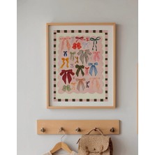 Ninastore Renkli Kurdeleler Sanat Baskısı: Elle Çizilmiş Coquette Ev Dekorasyonu