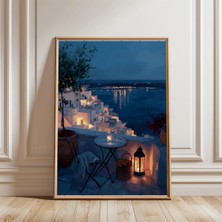 Ninastore Yunan Balkon Baskısı - Sahil Duvar Sanatı - Yatak Odası Dekorasyonu - Oturma Odası Duvar Sanatı -