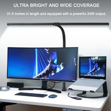 Yesnice Modern Çift Başlı LED Masa Lambası  Kumandalı Göz Koruması Katlanır Klipsli 24,4 Inçe Kadar Uygun  Ultra Parlak