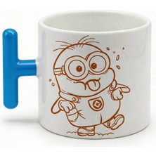 Desene Bak Komik Tasarım Kupa Bardak - Tatlı Minion Baskılı Seramik Hediye Kupa Bardak