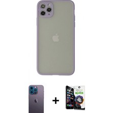 Pileli Store Pilelistore™ iPhone 12 Pro Max Kılıf Ahenk Çizgi Serisi - Şeffaf Temperli Cam Ekran Koruyucu + Neon Fosforlu Kamera Lens - Mı