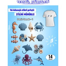 Agg Reklam Ütü ile Yapışan Kıyafet Etiketi Deniz Temalı -1    14LÜ Set