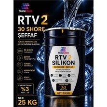 Stonechem Rtv2 Silikon 30 Shore Şeffaf Kalıp Silikonu Epoksi Sabun Taş Tozu Uyumlu Kabarcıksız Döküm 25 kg
