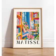 Ninastore Baykuş Resim Baskısı: Matisse Tarzı Kitap Temalı Dekorasyon